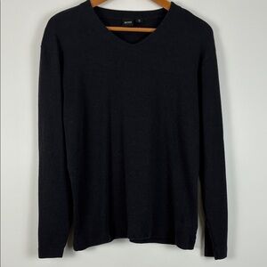 Hugo Boss Women’s Large V-Neck Sweater Cashmere Angora Blend Black